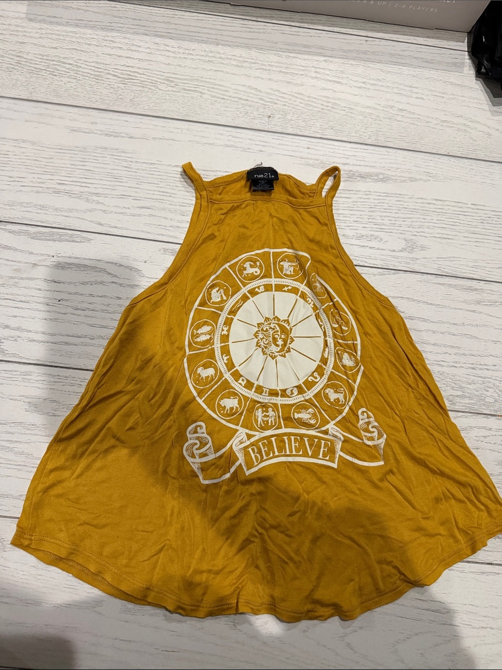 Forever 21 Mustard Yellow Zodiac Graphic Tank